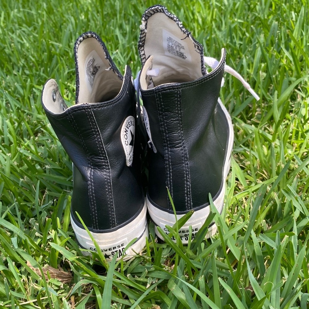 Converse Chuck Taylor All Star High Top Black Leather Sneakers 561675C Size 10.5 - Picture 4 of 10